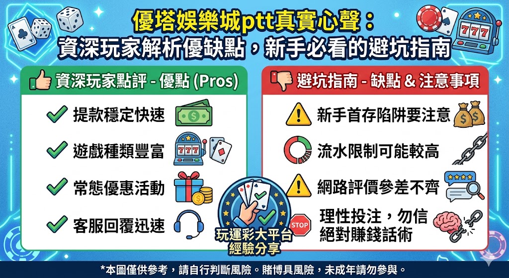 優塔娛樂城ptt真實心聲：資深玩家解析優缺點，新手必看的避坑指南